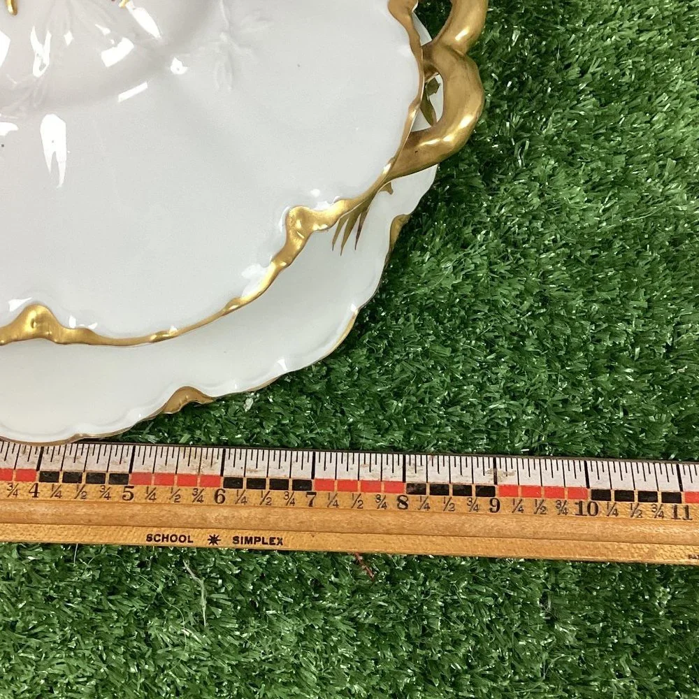Antique Haviland Limoges Gold & White Porcelain Tureen Covered Bowl